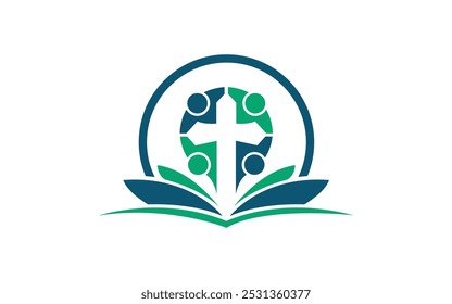 Emblema para una organización benéfica de la iglesia que proporciona ayuda a los necesitados con símbolos religiosos y una cruz Desarrollar un emblema elegante para una organización benéfica que proporciona ayuda a refugiados y poblaciones desplazadas Diseño del logotipo