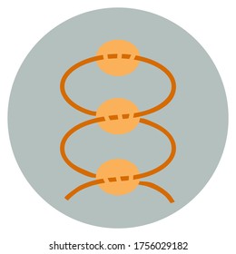 Emblem in a circle. Beading scheme in nice natural colors: yellow, terracotta, greenish. It can be used as a logo, symbol, social media design element for needlework. 