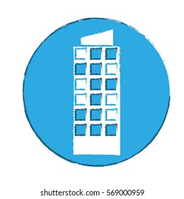 emblem city building line sticker image icon, vector illustration