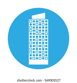 emblem city building line sticker image icon, vector illustration