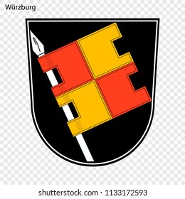 Emblem of Würzburg. City of Germany. Vector illustration