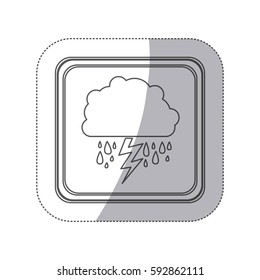 emblem cloud rainning and ray icon, vector illustraction design