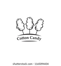 emblem with collection of different sweet cotton candies