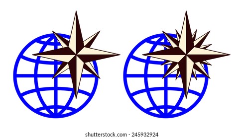 The emblem of the compass rose. Vector illustration.