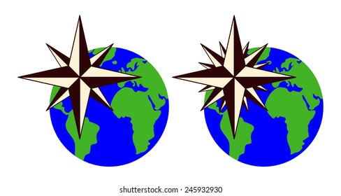 The emblem of the compass rose. Vector illustration.