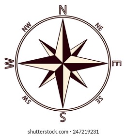 The emblem of the compass rose. Vector illustration.