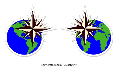 The emblem of the compass rose. Vector illustration.