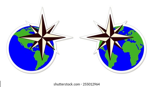 The emblem of the compass rose. Vector illustration.