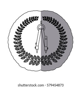 emblem compass school tools icon, vector illustration design