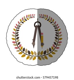 emblem compass school tools icon, vector illustration design
