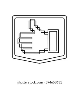 emblem contour of pixel hand showing symbol like vector illustration