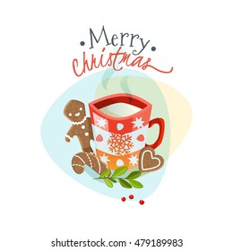 Emblem with Cookies and milke. Cookies and milk. Vector illustration