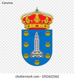 Emblem of Corunna. City of Spain. Vector illustration