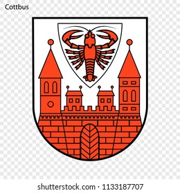Emblem of Cottbus. City of Germany. Vector illustration