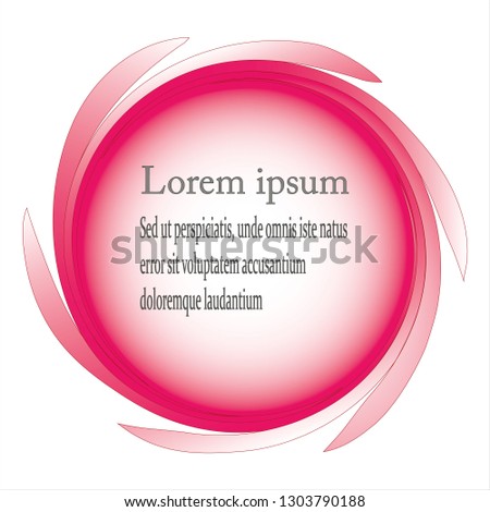 Emblem. Creative, abstract, pink logo. Corporate identity. Isolated, white. Text. Vector