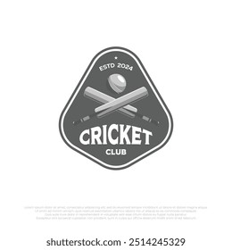 emblem of cricket logo design. illustration vector of minimalist cricket badge template