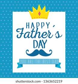 emblem with crown and mustache to fathers day