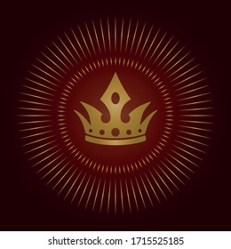 Emblem with a crown, on a dark background. A symbol of luxury, premium quality, exclusive status, privileged membership, glamor. Elegant vector illustration.