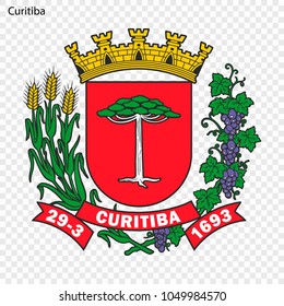 Emblem of Curitiba. City of Brazil. Vector illustration