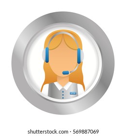 emblem customer support Icon image, vector illustration design