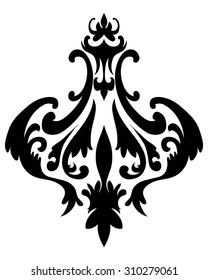 Emblem in Damask Style Over White Background. Vector Illustration.