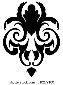 Emblem in Damask Style Over White Background. Vector Illustration.