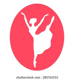 Emblem of dance ballet studio with ballerina silhouette.