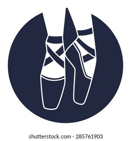 Emblem of dance studio with ballet pointe shoes.