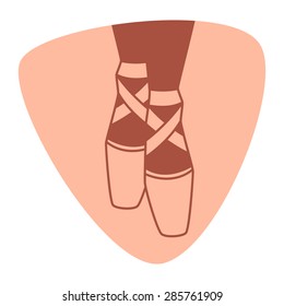 Emblem of dance studio with ballet pointe shoes.