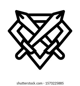 Emblem of Defender Icon Vector. Outline Emblem of Defender Sign. Isolated Contour Symbol Illustration