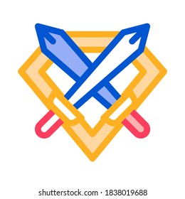 Emblem of Defender Icon Vector. Outline Emblem of Defender Sign. Isolated Contour Symbol Illustration