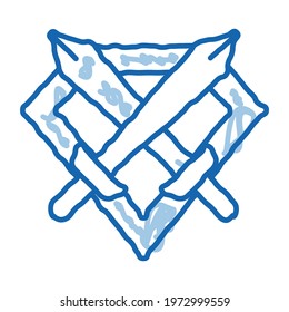 Emblem of Defender sketch icon vector. Hand drawn blue doodle line art Emblem of Defender sign. isolated symbol illustration