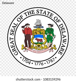 Emblem of Delaware, state of USA. Vector illustration