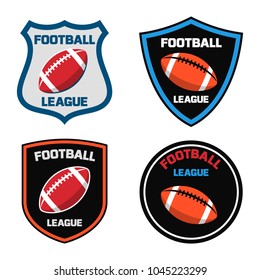 Emblem design with American Football ball icon. Vector illustration