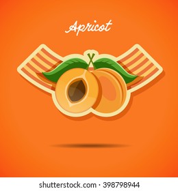 Emblem design with apricot - stock vector illustration