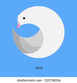 emblem design in a circle. stylized dove . blue background