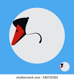emblem design in a circle. stylized swan. blue background