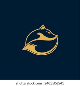 Emblem design of red fox. Silhouette of the animal. Vector illustration.