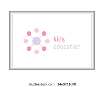 Emblem design. Simple pastel logo with circles for kids educational courses, centers, schools. Vector illustration