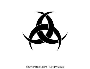 The Emblem Of Diane De Poitiers, Three Interlaced Crescents moon. Religion symbol, Odin icon. Celtic sacred flower Wiccan divination, tattoo tribal sign isolated on white background 