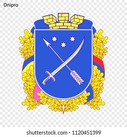 Emblem of Dnipro. City of Ukraine. Vector illustration