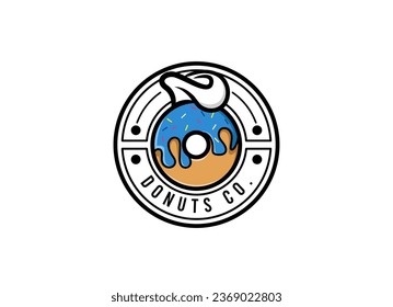 Emblem donuts cake and bakery logo design