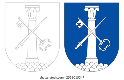 Emblem Of Drammen Vector Illustration. City of Norway
