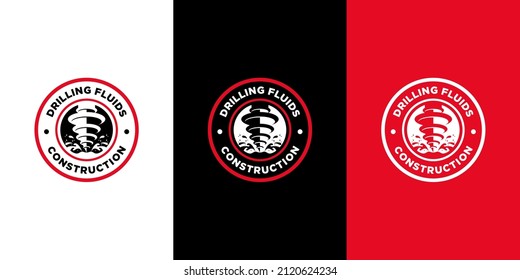 Emblem Drilling Drill Construction Industry Badge Circle Industrial Retro Simple Modern Vector Logo Design