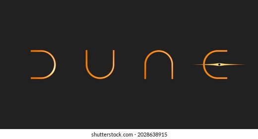 Emblem of dune, stylized golden text on dark background
