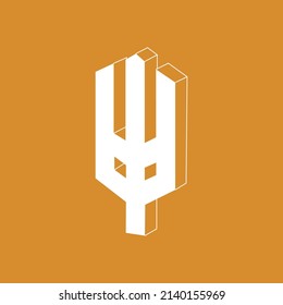 Emblem Ear of Wheat. Barley or grain signs. Vector illustration.