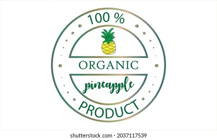 El emblema de un producto ecológicamente limpio es una piña. Comida vegetariana, logotipo de producto fresco.