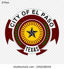 Emblem of El Paso. City of USA. Vector illustration