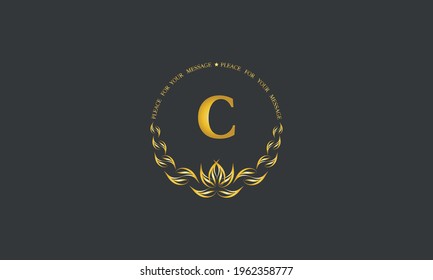 Emblem of an elegant refined monogram for heraldry of hotel, restaurant, business, presentation and much more. Vector logo illustration with letter C.