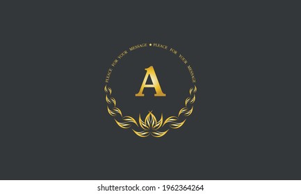 Emblem of an elegant refined monogram for heraldry of hotel, restaurant, business, presentation and much more. Vector logo illustration with letter A.